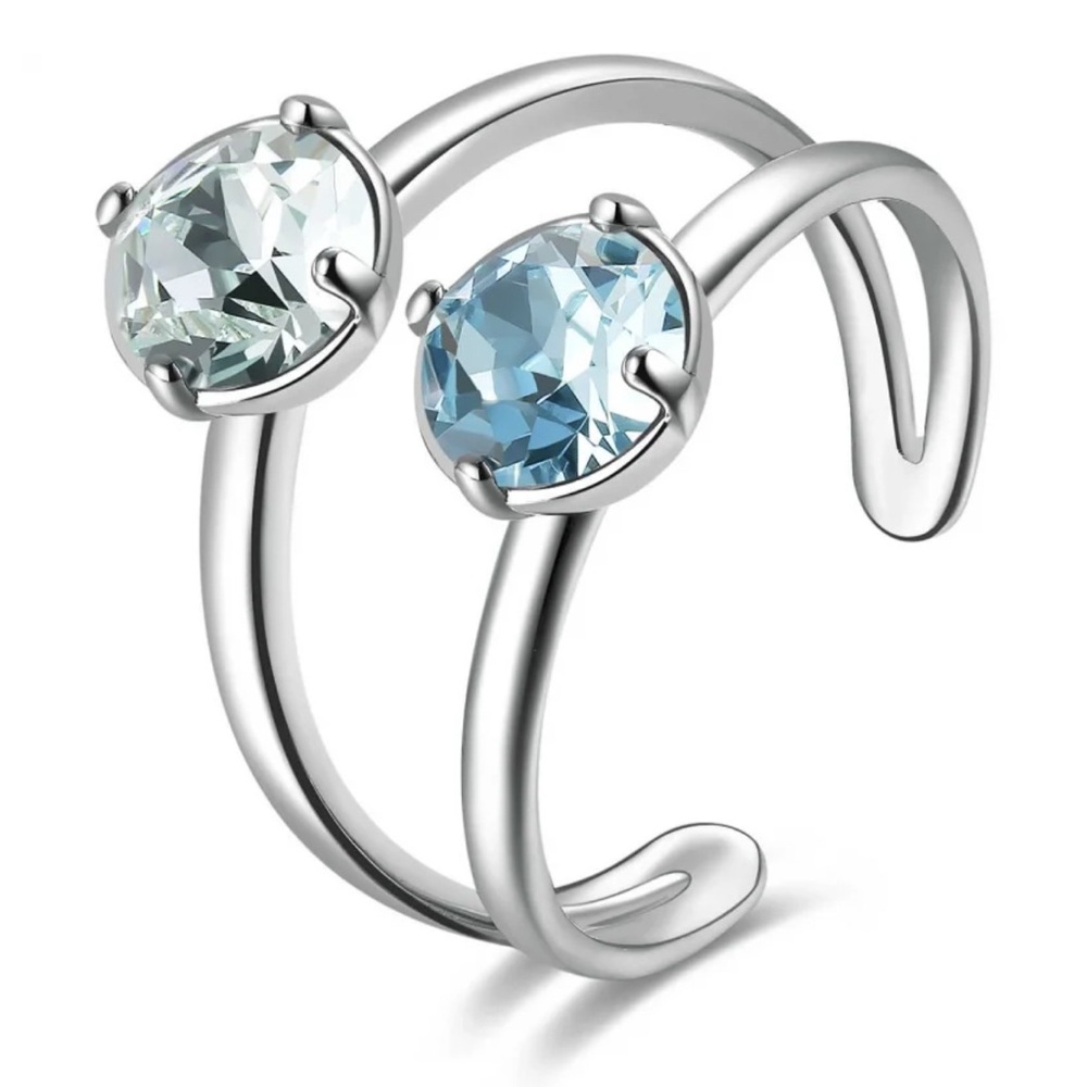 Brosway Italia Elegant Silver Ring with Blue and Clear Gems